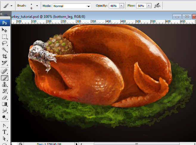 Awesome digital Roasted Thanksgiving turkey illustration in Photoshop